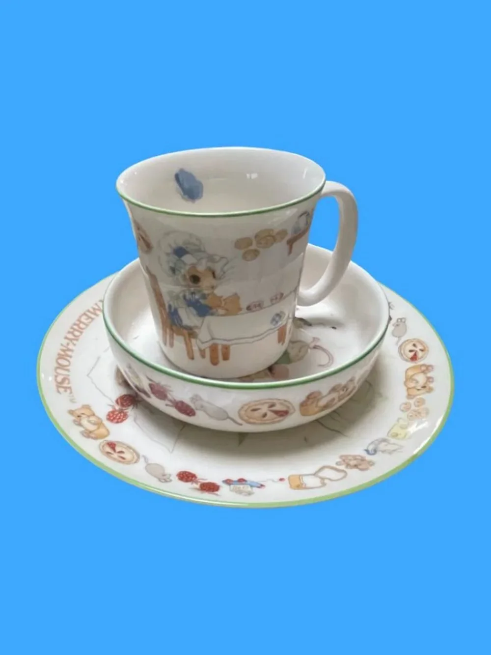 GORHAM MERRY MOUSE GIFT 1983 PRISCILLA HILLMAN PLATE BOWL CUP FOR KIDS - Picture 3 of 16